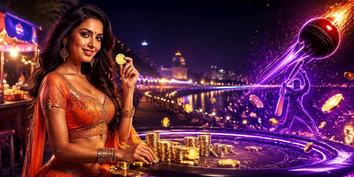Night cricket betting scene by Ahmedabad riverfront