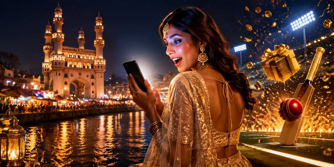 Hyderabad cricket betting scene during nighttime