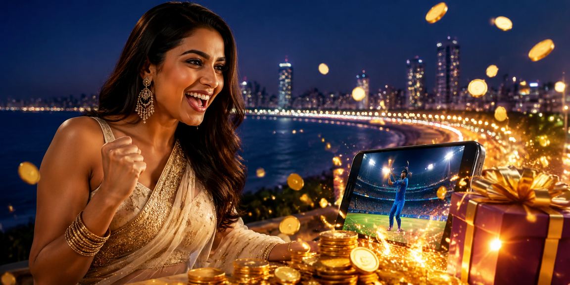 Players enjoying mobile casino with Marine Drive backdrop in Mumbai