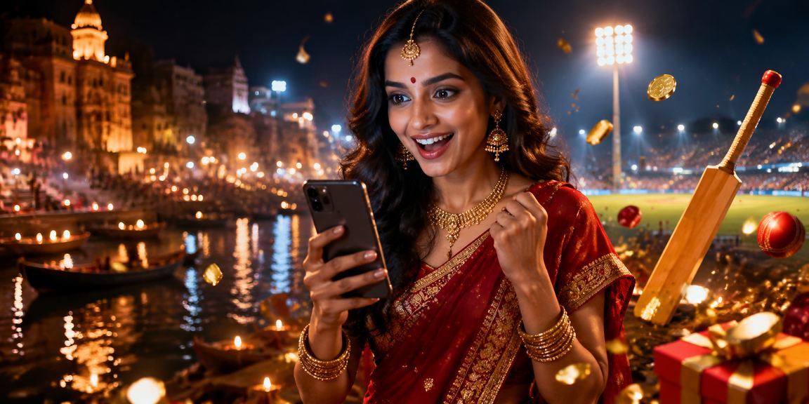 Festive Indian scene promoting a lottery bonus campaign